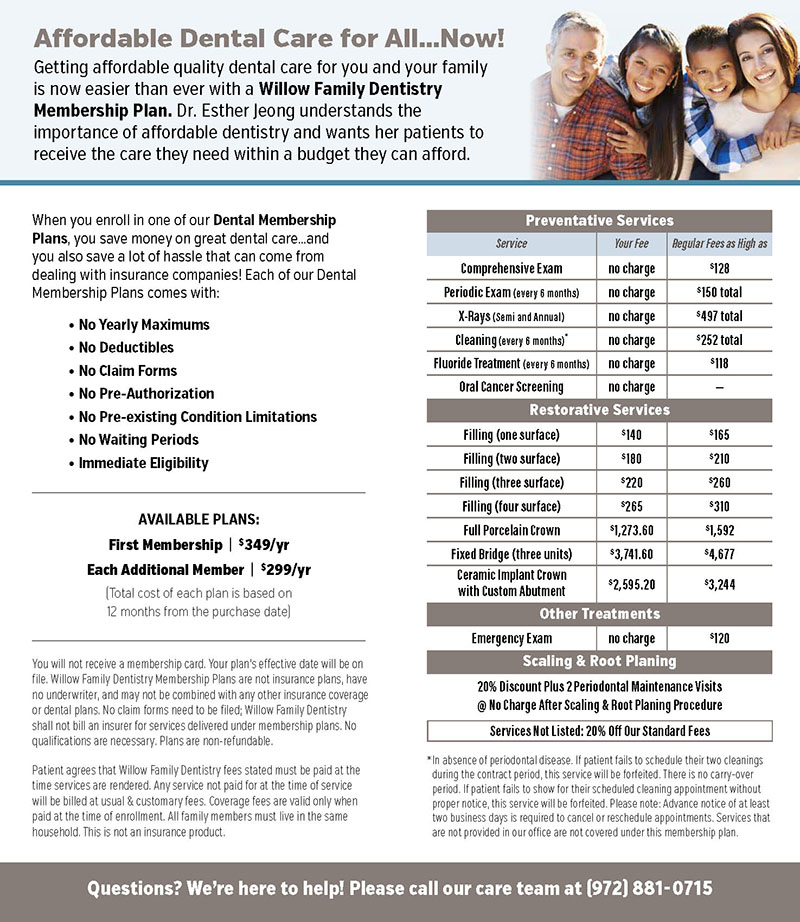 Willow Family Dentistry - Wylie, TX - Dental Membership, affordable